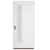 Trimlite 36"W x 80"H Etched 1 Lite Contemporary Right Handed Exterior Prehung Entry Door with Satin Nickel Hinges, 4-9/16" Door Jamb, and Bronze Sill Primed