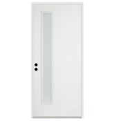 Trimlite 36"W x 80"H Etched 1 Lite Contemporary Right Handed Exterior Prehung Entry Door with Bright Chrome Hinges, 4-9/16" Door Jamb, and Mill Sill Primed