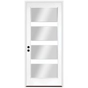Trimlite 36" W x 80" H Clear 4-Lite Contemporary Right-Hand Inswing Exterior Prehung Entry Door with Black Hinges, 6-9/16" Door Jamb, and Bronze Sill Primed