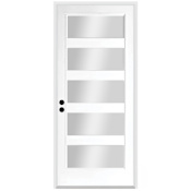Trimlite 36" W x 80" H Clear 5-Lite Contemporary Right-Hand Inswing Exterior Prehung Entry Door with Black Hinges, 6-9/16" Door Jamb, and Mill Sill Primed