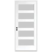 Trimlite 36" W x 80" H Etched 5-Lite Contemporary Right-Hand Inswing Exterior Prehung Entry Door with Black Hinges, 4-9/16" Door Jamb, and Mill Sill Primed