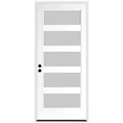Trimlite 36" W x 80" H Etched 5-Lite Contemporary Right-Hand Inswing Exterior Prehung Entry Door with Bright Chrome Hinges, 4-9/16" Door Jamb, and Bronze Sill Primed