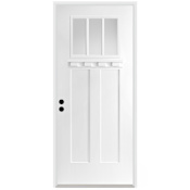 Trimlite 36" W x 80" H Clear 3-Lite 2-Panel Contemporary Right-Hand Inswing Exterior Prehung Entry Door with Black Hinges, 4-9/16" Door Jamb, and Mill Sill Primed