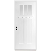 Trimlite 36" W x 80" H Clear 3-Lite 2-Panel Contemporary Right-Hand Inswing Exterior Prehung Entry Door with Black Hinges, 6-9/16" Door Jamb, and Bronze Sill Primed