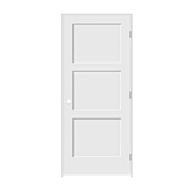 Trimlite 36" by 84" Shaker 3 Panel Left Handed Interior Prehung Passage Door with Satin Nickel Hinges and 4-9/16" Door Jamb Primed