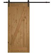 Trimlite 36" by 84" Z-Brace Interior Barn Door with Track and Hardware Knotty Alder with Matte Black
