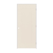 Trimlite 36" x 84" Primed Hardboard Hollow Core Flush 7-1/4" Jamb Left Hand Prehung Door with Brushed Chrome Hinges Primed