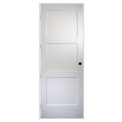 Trimlite 36" by 96" 3 Panel Bevel Shaker Right Handed Interior Prehung Passage Door with Brushed Chrome Hinges and 4-9/16" Door Jamb Unfinished