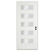 Trimlite 36"W x 96"H Clear 5 Lite Contemporary Left Handed Exterior Prehung Entry Door with Oil Rubbed Bronze Hinges, 4-9/16" Door Jamb, and Mill Sill Primed
