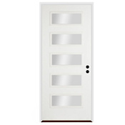 Trimlite 36"W x 96"H Clear 5 Lite Contemporary Left Handed Exterior Prehung Entry Door with Oil Rubbed Bronze Hinges, 6-9/16" Door Jamb, and Bronze Sill Primed