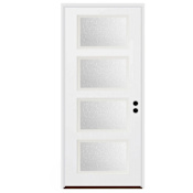 Trimlite 36"W x 96"H Rain 4 Lite Contemporary Left Handed Exterior Prehung Entry Door with Black Hinges, 6-9/16" Door Jamb, and Bronze Sill Primed