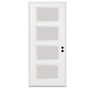 Trimlite 36"W x 96"H Etched 4 Lite Contemporary Left Handed Exterior Prehung Entry Door with Black Hinges, 6-9/16" Door Jamb, and Mill Sill Primed
