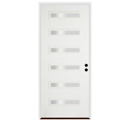 Trimlite 36"W x 96"H Clear 6 Lite Contemporary Left Handed Exterior Prehung Entry Door with Black Hinges, 6-9/16" Door Jamb, and Bronze Sill Primed