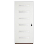 Trimlite 36"W x 96"H Rain 6 Lite Contemporary Left Handed Exterior Prehung Entry Door with Black Hinges, 6-9/16" Door Jamb, and Bronze Sill Primed