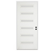 Trimlite 36"W x 96"H Etched 6 Lite Contemporary Left Handed Exterior Prehung Entry Door with Black Hinges, 6-9/16" Door Jamb, and Mill Sill Primed