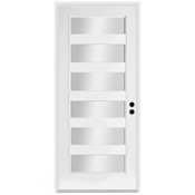 Trimlite 36" W x 96" H Clear 6-Lite Contemporary Left-Hand Inswing Exterior Prehung Entry Door with Bright Chrome Hinges, 6-9/16" Door Jamb, and Mill Sill Primed