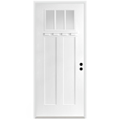Trimlite 36" W x 96" H Clear 3-Lite 2-Panel Contemporary Left-Hand Inswing Exterior Prehung Entry Door with Black Hinges, 6-9/16" Door Jamb, and Mill Sill Primed