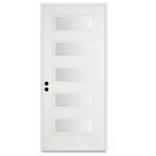 Trimlite 36"W x 96"H Rain 5 Lite Contemporary Right Handed Exterior Prehung Entry Door with Bright Chrome Hinges, 6-9/16" Door Jamb, and Mill Sill Primed