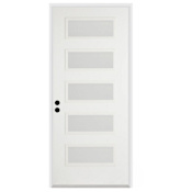 Trimlite 36"W x 96"H Etched 5 Lite Contemporary Right Handed Exterior Prehung Entry Door with Black Hinges, 4-9/16" Door Jamb, and Mill Sill Primed