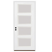 Trimlite 36"W x 96"H Etched 4 Lite Contemporary Right Handed Exterior Prehung Entry Door with Black Hinges, 6-9/16" Door Jamb, and Bronze Sill Primed
