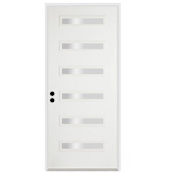 Trimlite 36"W x 96"H Clear 6 Lite Contemporary Right Handed Exterior Prehung Entry Door with Black Hinges, 4-9/16" Door Jamb, and Mill Sill Primed