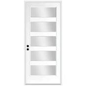 Trimlite 36" W x 96" H Clear 5-Lite Contemporary Right-Hand Inswing Exterior Prehung Entry Door with Oil Rubbed Bronze Hinges, 4-9/16" Door Jamb, and Mill Sill Primed