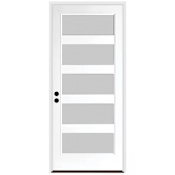 Trimlite 36" W x 96" H Etched 5-Lite Contemporary Right-Hand Inswing Exterior Prehung Entry Door with Bright Chrome Hinges, 4-9/16" Door Jamb, and Bronze Sill Primed