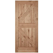 Trimlite 42" x 84" Unfinished Notty Alder Batten and Ledged British Brace Barn Door Knotty Alder