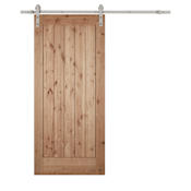 Trimlite 48" x 84" Unfinished Notty Alder Panel Barn Door with Barn Door Hardware Kit Knotty Alder