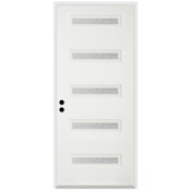 Trimlite 36"W x 80"H Rain 5 Lite Contemporary Right Handed Exterior Prehung Entry Door with Black Hinges, 6-9/16" Door Jamb, and Mill Sill Primed