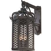 Troy Lighting Los Olivos 4 Light Rated Outdoor Wall Sconce with Seedy Glass Old Iron Incandescent