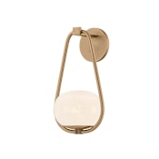 Troy Lighting Decker 14" Tall Wall Sconce with Seedy Cloud Glass Shade Patina Brass