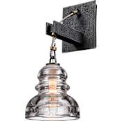 Troy Lighting Menlo Park 14" Tall Single Light Wall Sconce with Glass Insulator Shade Old Silver