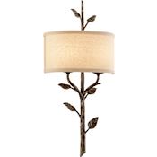 Troy Lighting Almont 2 Light Flush Mount Wall Sconce with Fabric Shade Bronze Leaf