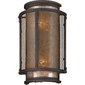 Troy Lighting Copper Mountain 2 Light 14" Outdoor Wall Sconce with Silver Mica Shade Centennial Rust