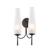Troy Lighting Legacy 2 Light 18" Tall Wall Sconce with Etched Glass Shades Forged Iron