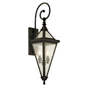 Troy Lighting Geneva 2 Light 31" Tall Outdoor Wall Sconce with Water Glass Lantern Shade Vintage Bronze