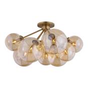 Troy Lighting Santee 9 Light 28" Wide Semi-Flush Globe Ceiling Fixture Patina Brass