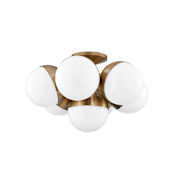 Troy Lighting Cupertino 7 Light 24" Wide Semi-flush Ceiling Fixture Patina Brass