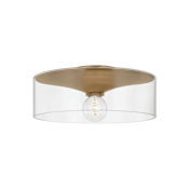 Troy Lighting Killian 16" Wide Semi-Flush Drum Ceiling Fixture with Clear Glass Shade Patina Brass