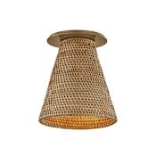 Troy Lighting Menifee 6" Wide Flush Mount Ceiling Fixture with Natural Woven Wicker Shade Patina Brass