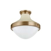 Troy Lighting Maxton 14" Wide Flush Mount Ceiling Fixture Patina Brass / Soft Sand