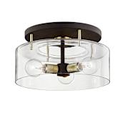 Troy Lighting Bergamot Station 3 Light 17" Wide Semi-Flush Drum Ceiling Fixture Bronze / Brass