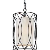 Troy Lighting Sausalito 4 Light Pendant with Fabric Shade Deep Bronze