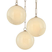 Troy Lighting Bramble 3 Light 26" Wide Multi Light Pendant with Seedy Cloud Glass Shades Patina Brass
