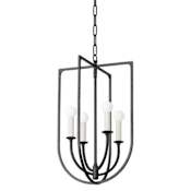 Troy Lighting Kael 4 Light 14" Wide Pillar Candle Pendant Black Iron