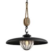 Troy Lighting Murphy 1 Light 24" Wide Hand Worked Pendant with Seeded Glass Shade Vintage Iron