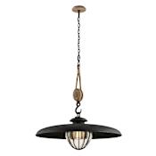 Troy Lighting Murphy 1 Light 32" Wide Hand Worked Pendant with Seeded Glass Shade Vintage Iron