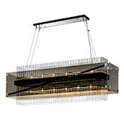 Troy Lighting Apollo 12 Light 49-3/4" Wide Linear Chandelier with Glass Shade Dark Bronze / Polished Chrome