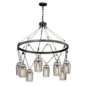 Troy Lighting Citizen 8 Light 33-3/4" Wide Chandelier with Glass Shades Graphite / Polished Nickel